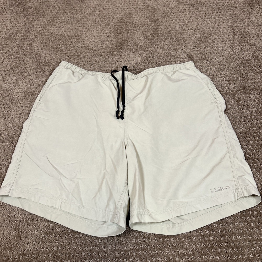LL Bean Swim Shorts Men's Elastic Waist Pockets Mesh Lined Nylon Trunks Large